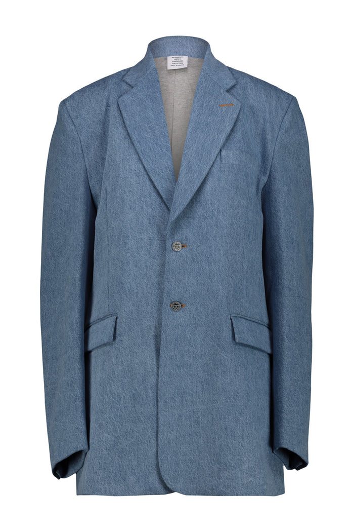 Tailored Denim Jacket Blue Cotton Blazer