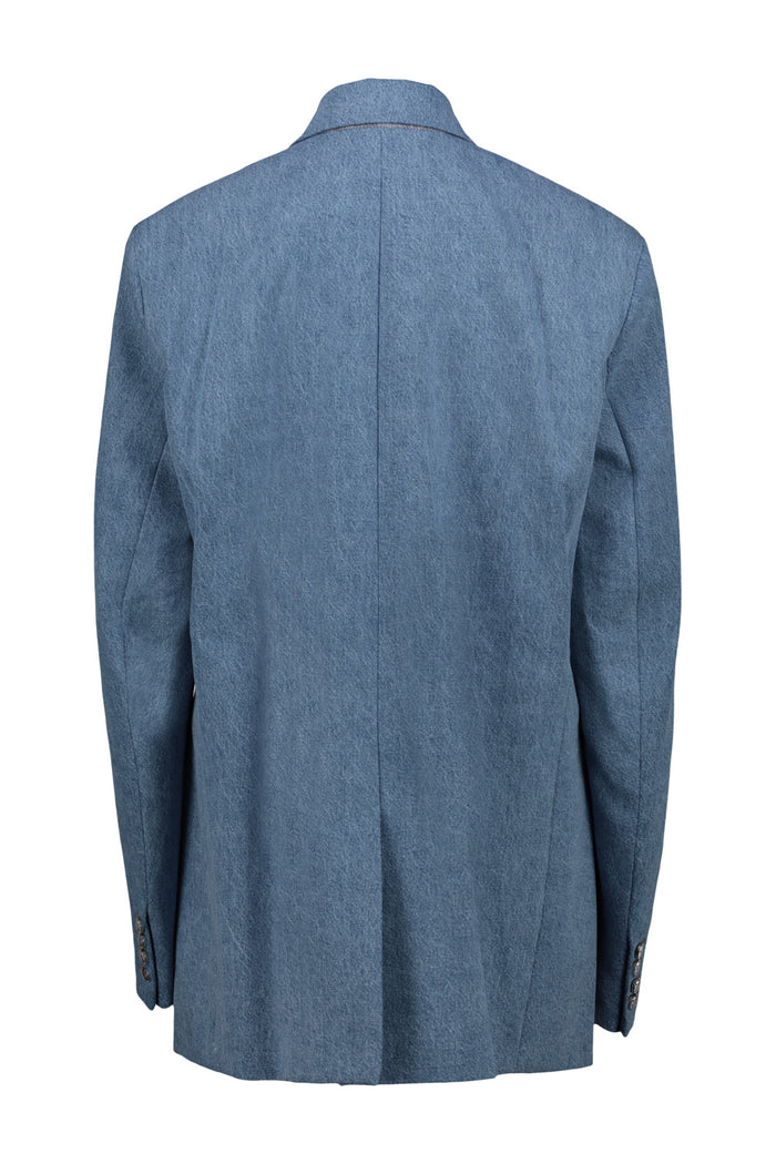 Tailored Denim Jacket Blue Cotton Blazer