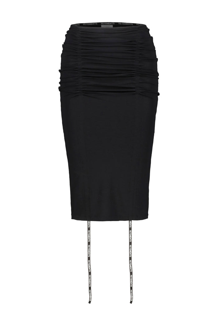 Gathered Jersey Skirt Black Viscose Elasthane Gonna