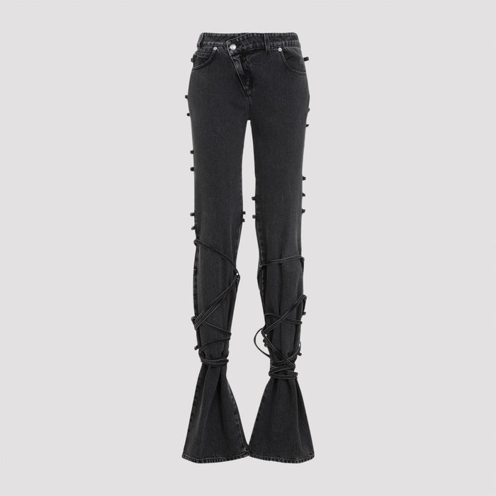 Alexander Mcqueen Tied Jeans Black Cotton