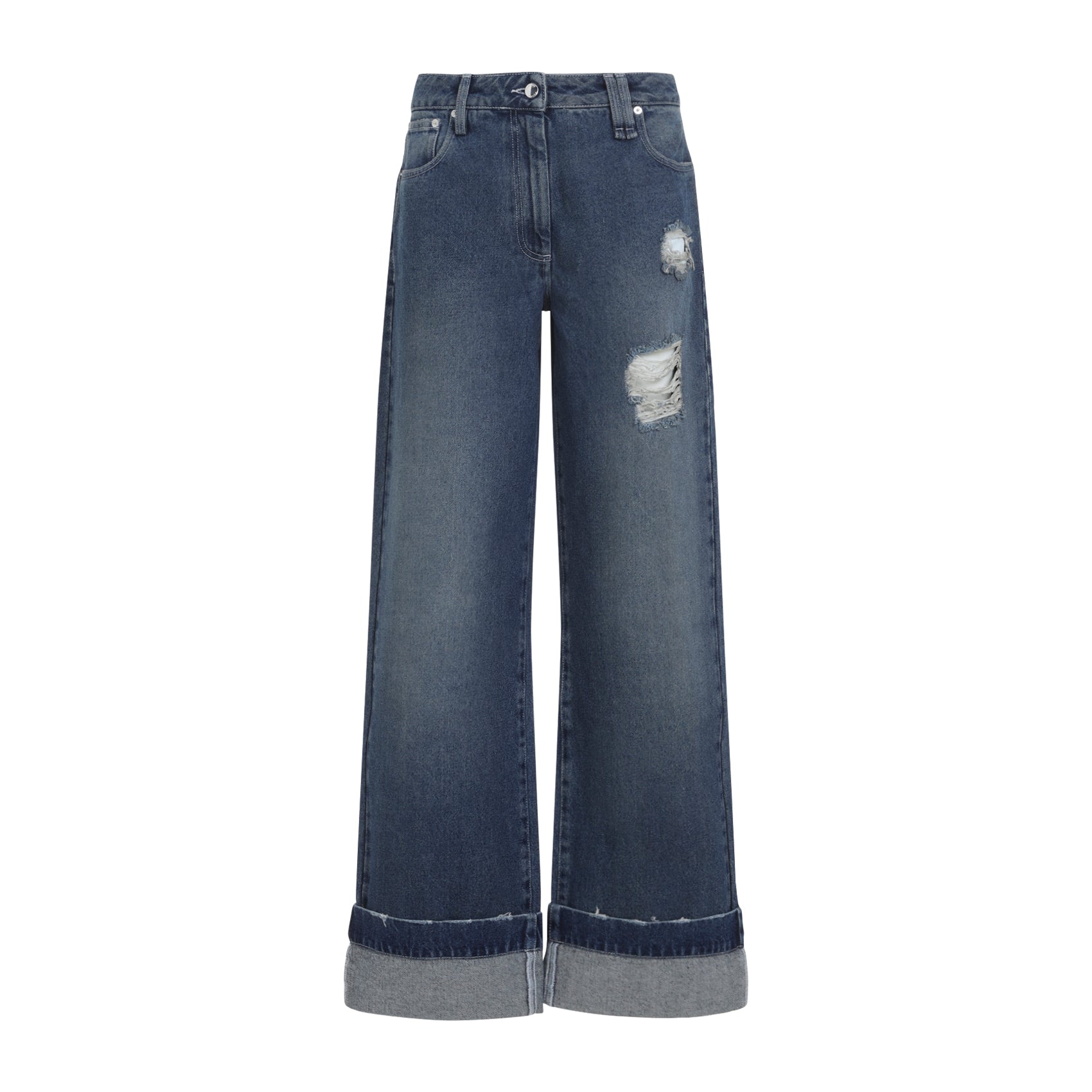 Simone Rocha Distressed Straight Leg Jeans Cotton
