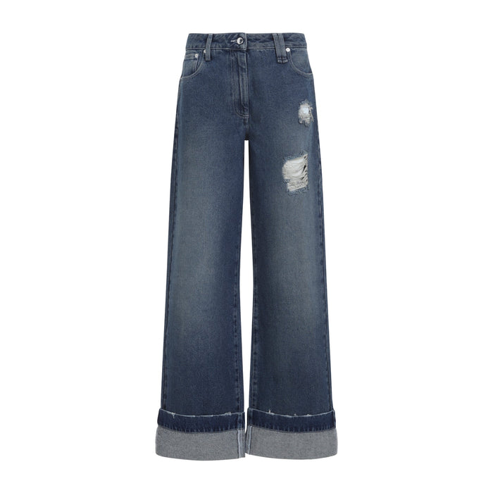 Simone Rocha Distressed Straight Leg Jeans Cotton