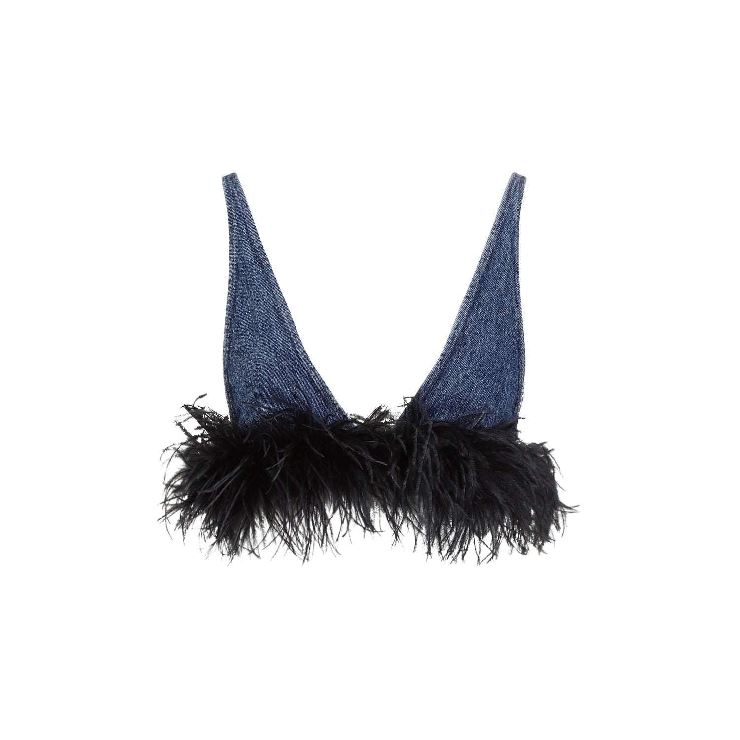 Cotton Top With Feathers Blue Feather