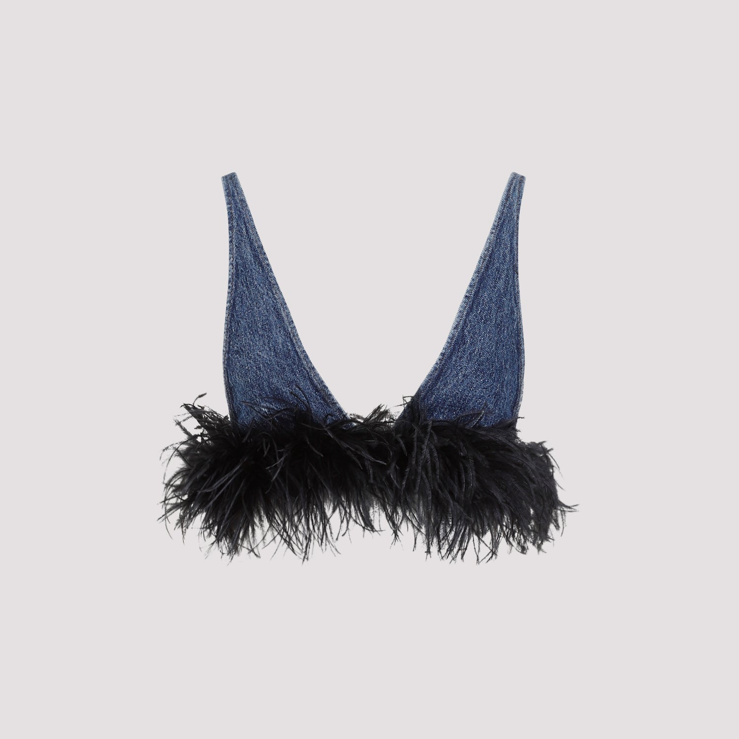 Cotton Top With Feathers Blue Feather