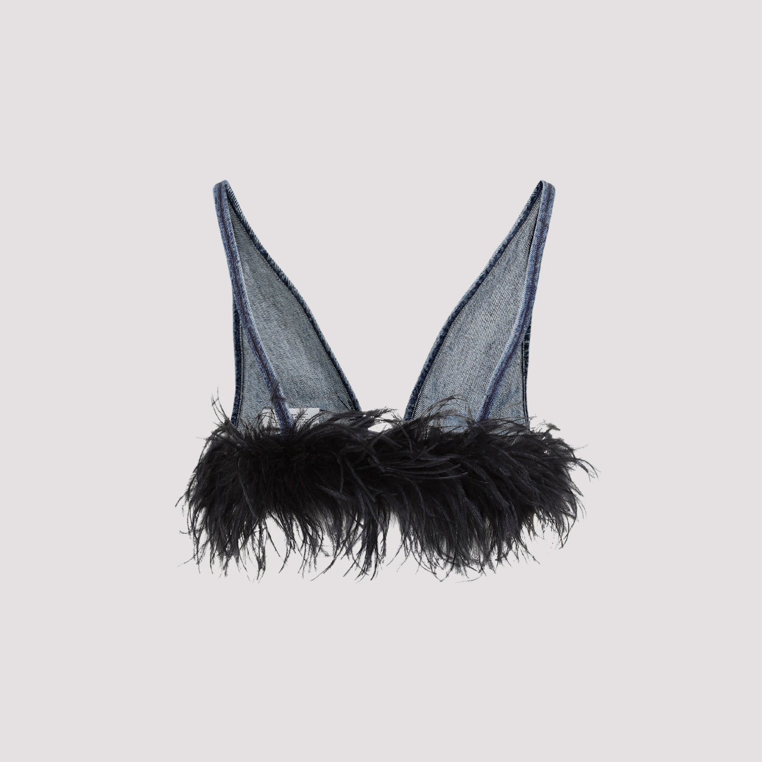 Cotton Top With Feathers Blue Feather