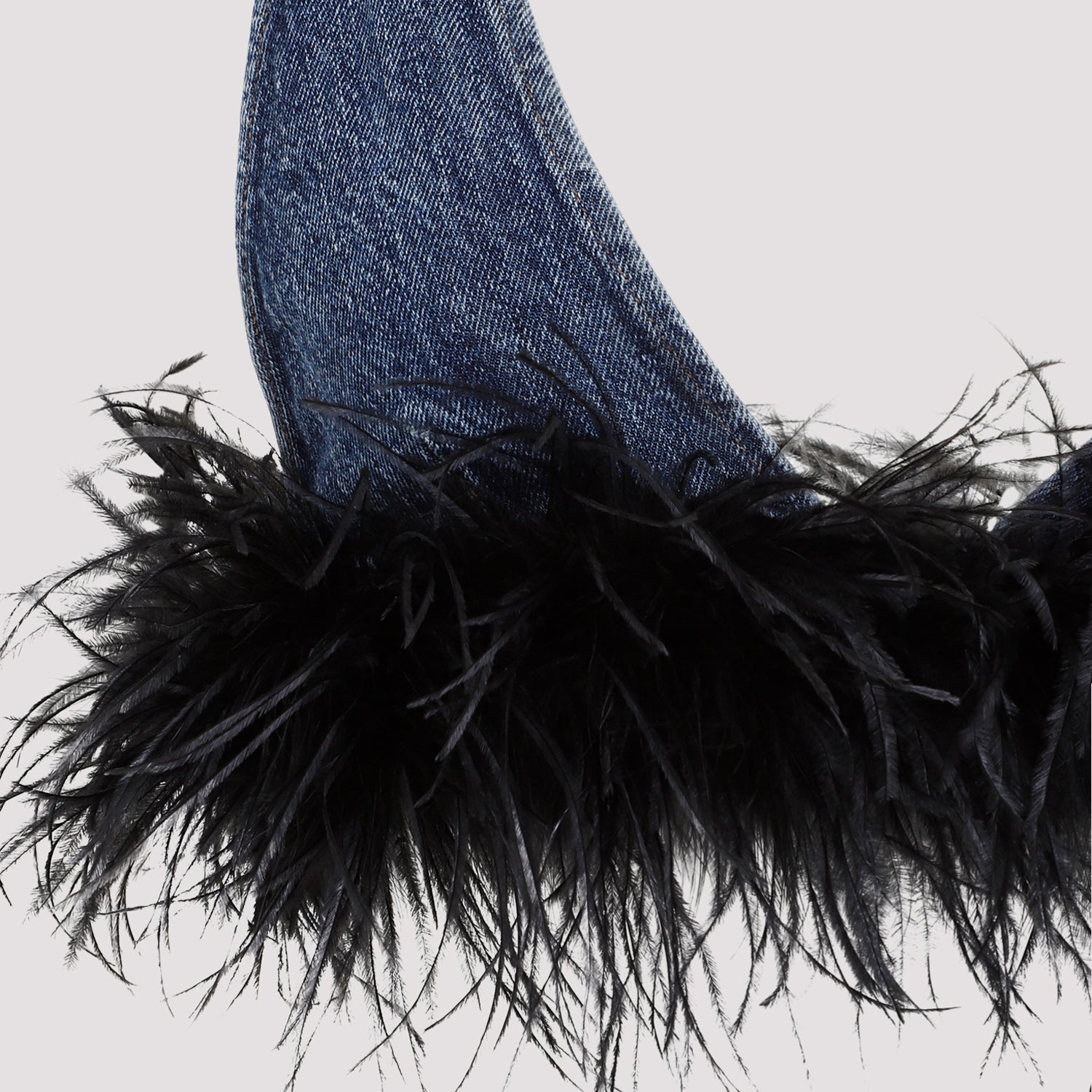 Cotton Top With Feathers Blue Feather