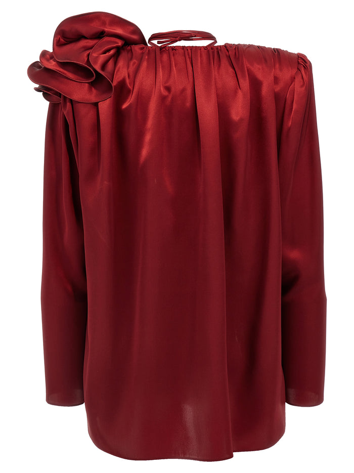 02 blouse Bordeaux Silk Shirt
