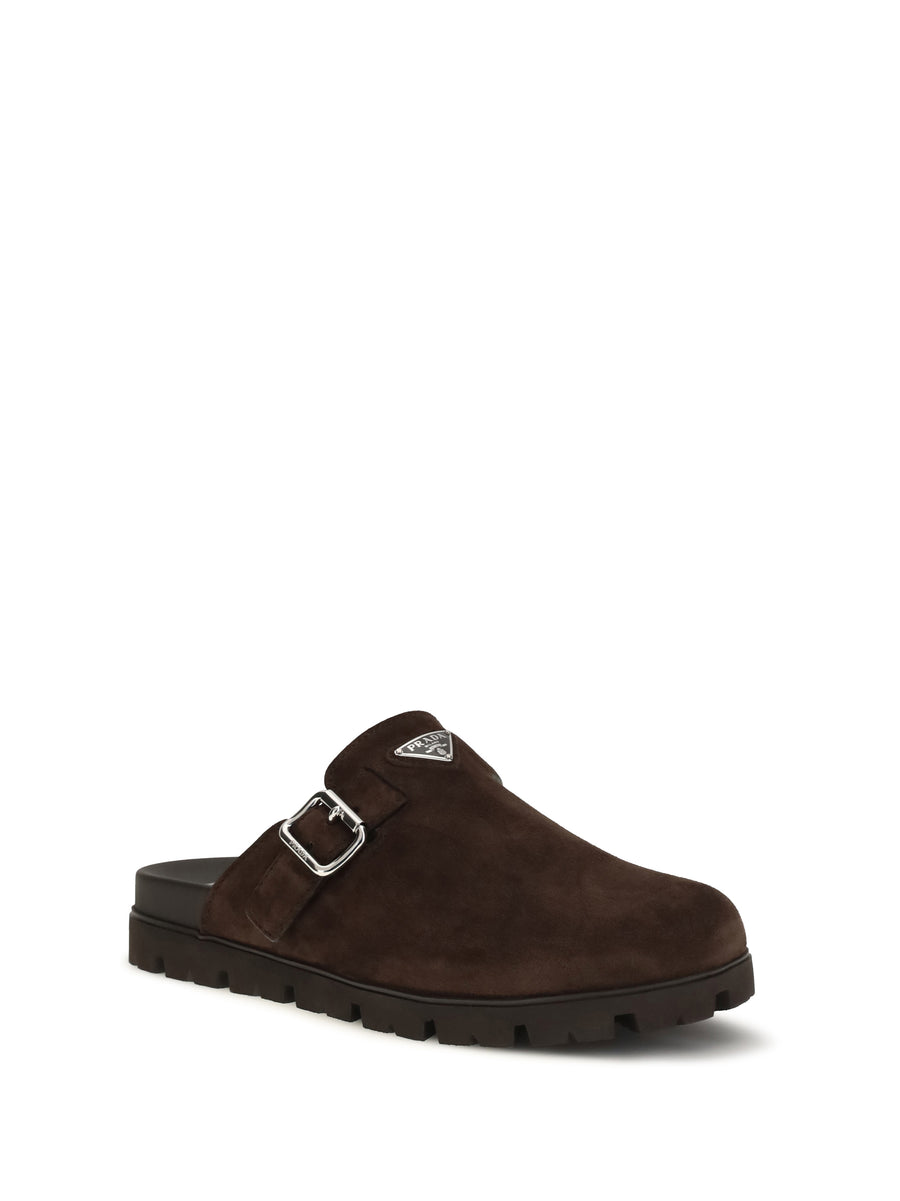 Suede Mules Dark Brown Calf Leather Sandal