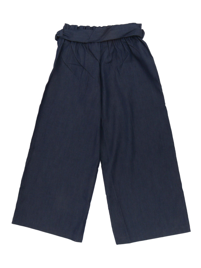 CHAMBRAY PANTS WITH BOW Blue Cotton