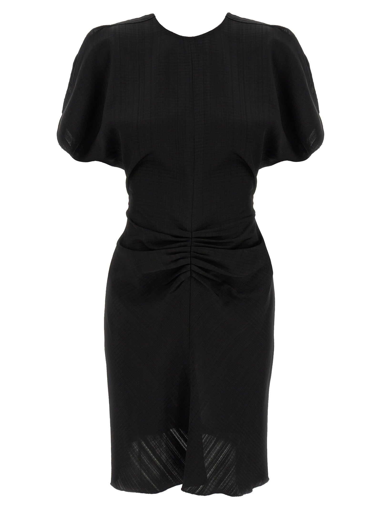Gathered Waist Mini Dress Black Viscose