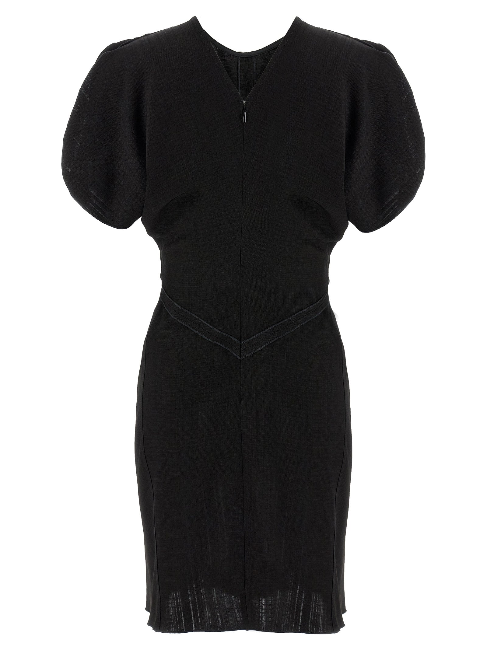 Gathered Waist Mini Dress Black Viscose
