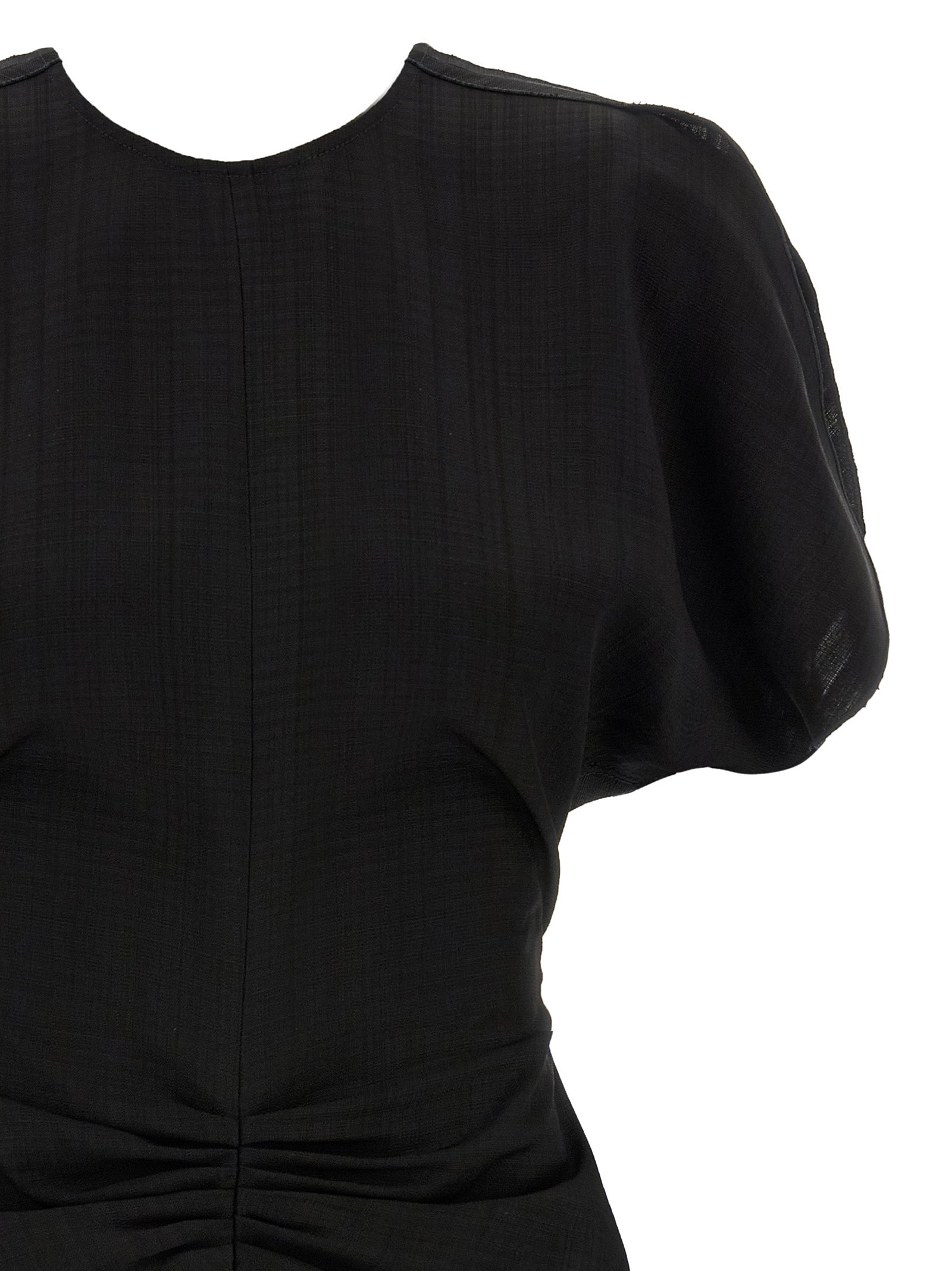 Gathered Waist Mini Dress Black Viscose