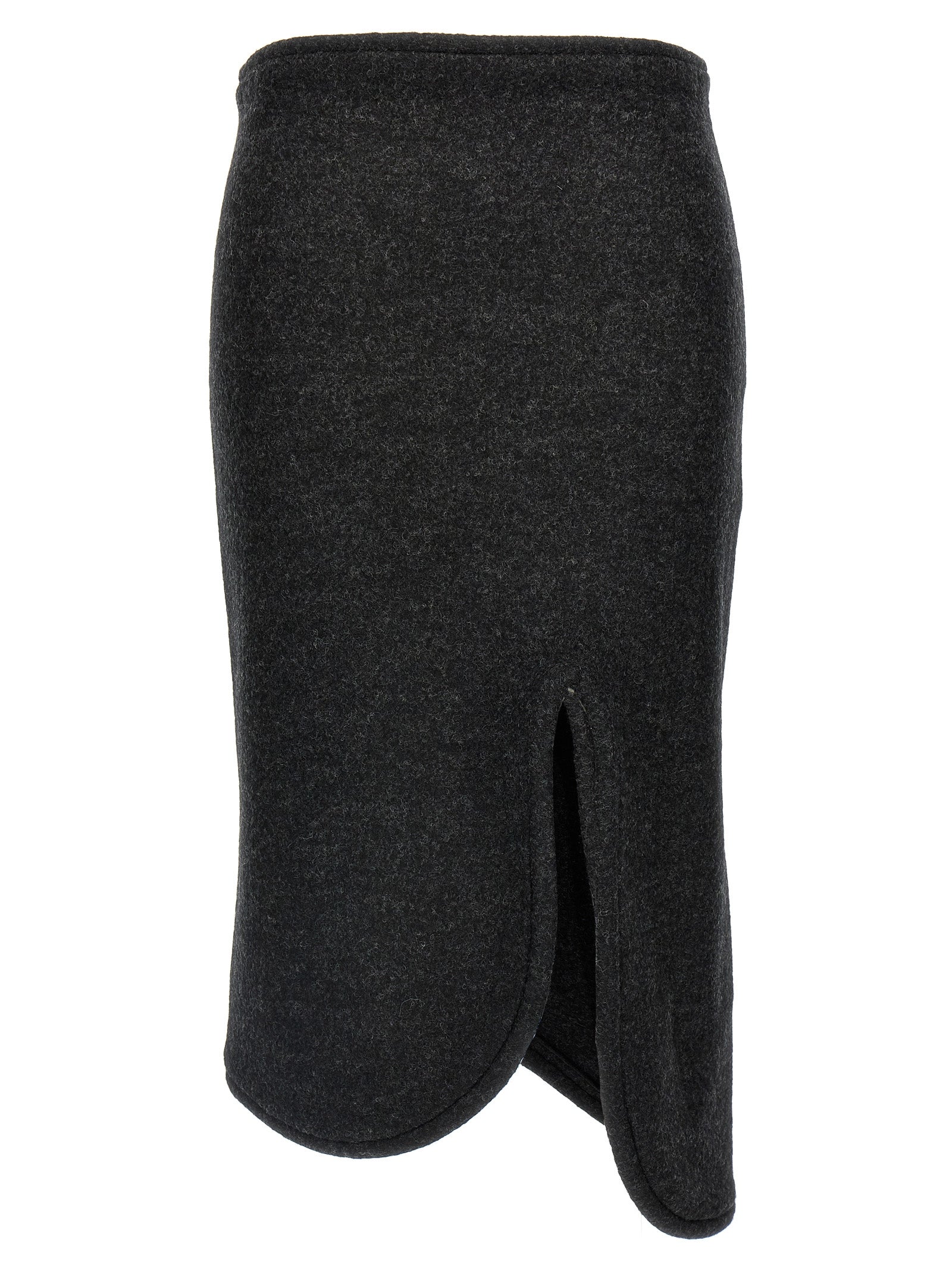 Padded Tube Detail skirt Gray Wool