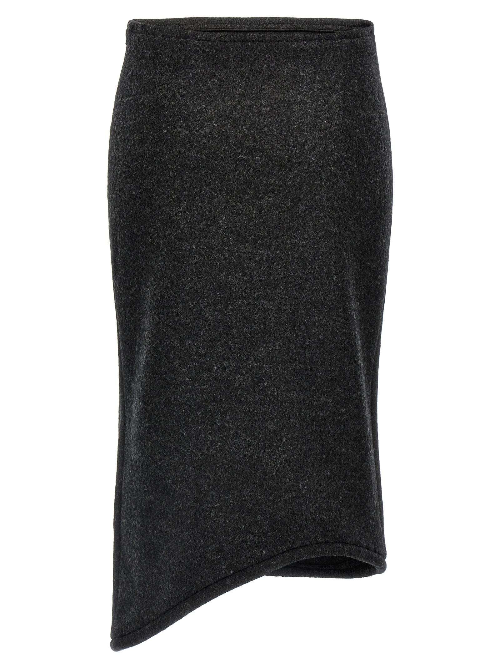 Padded Tube Detail skirt Gray Wool