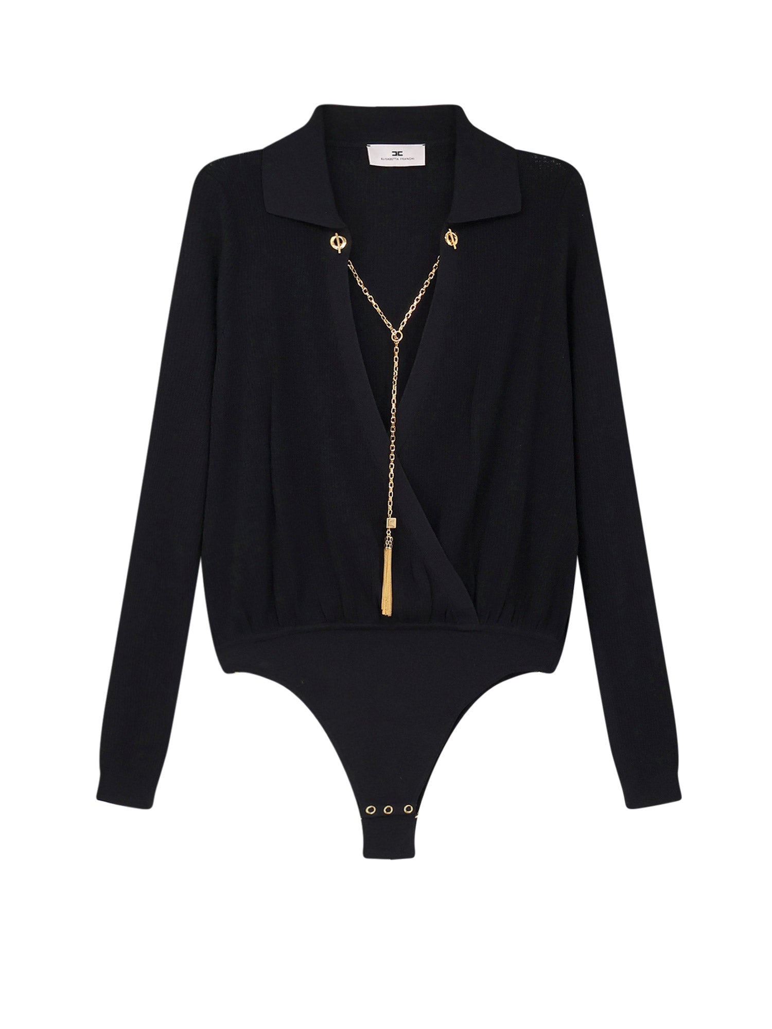 Elisabetta Franchi T-Shirts And Polos Nera Viscosa Poliammide Seta