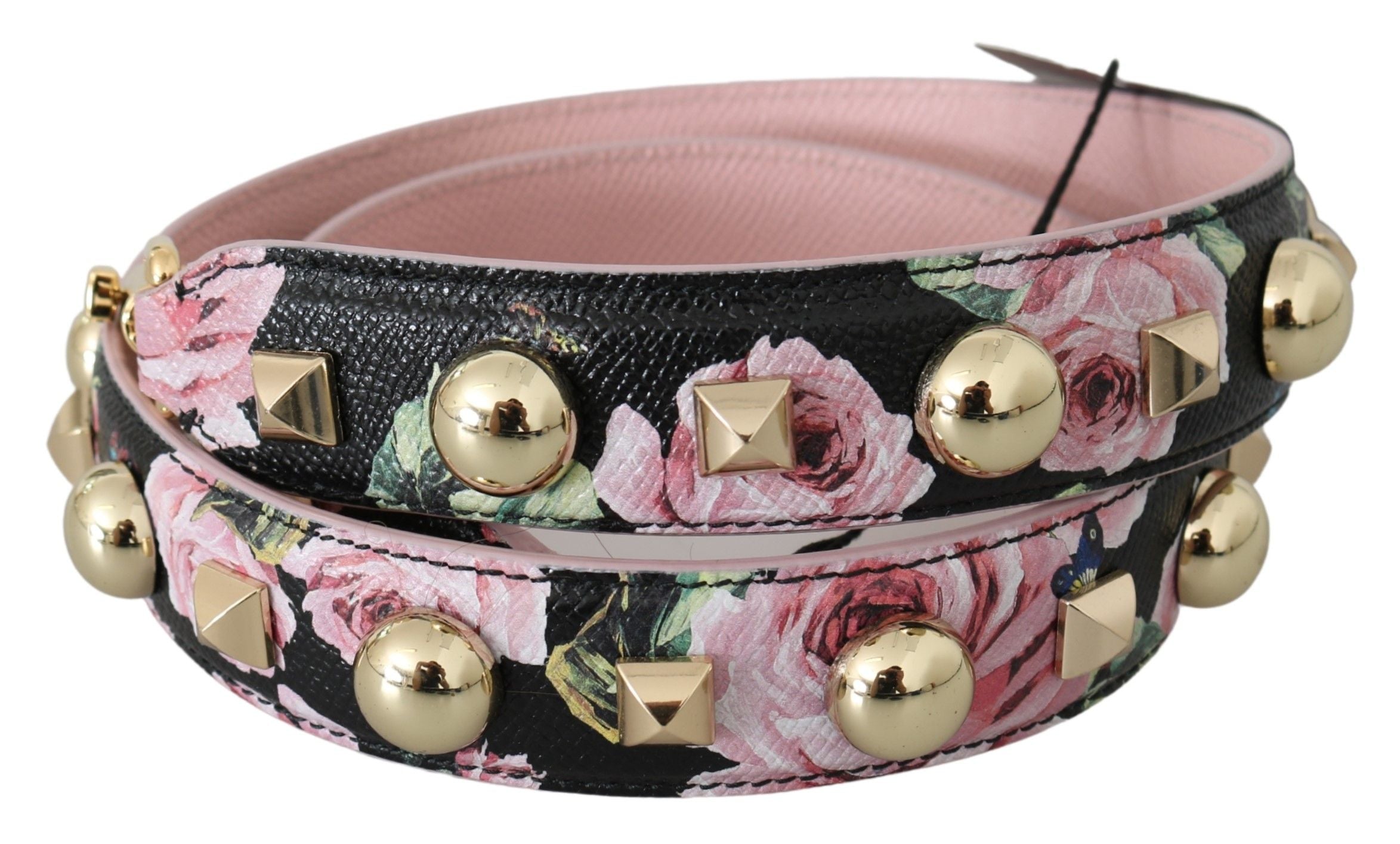 Pink Floral Leather Stud Accessory Shoulder Strap Red Bag