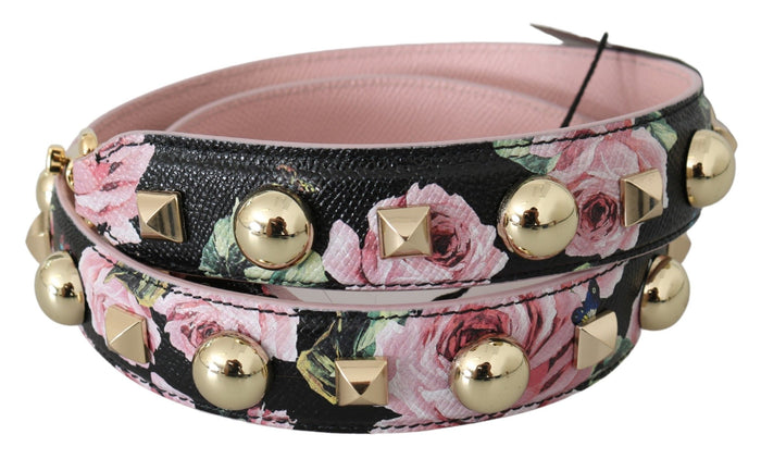 Pink Floral Leather Stud Accessory Shoulder Strap Red Bag