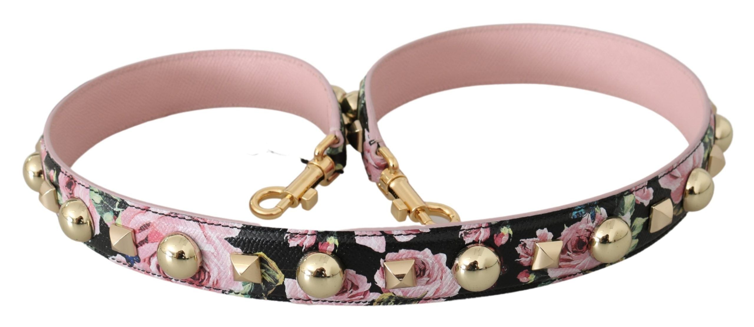 Pink Floral Leather Stud Accessory Shoulder Strap Red Bag