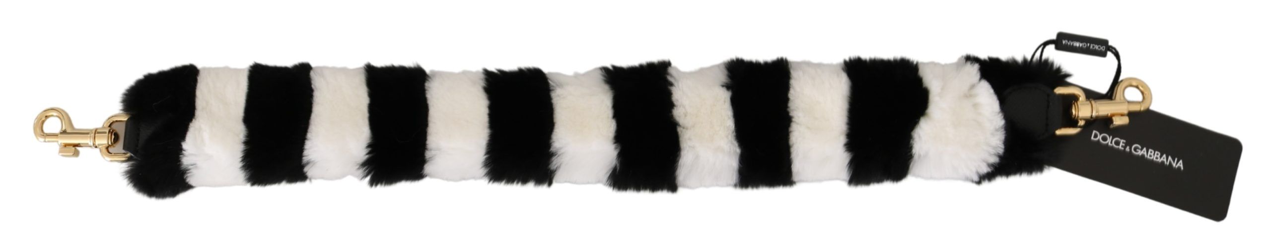 Black White Lapin Fur Accessory Shoulder Strap Bag