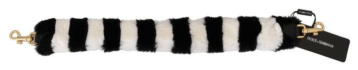Black White Lapin Fur Accessory Shoulder Strap Bag