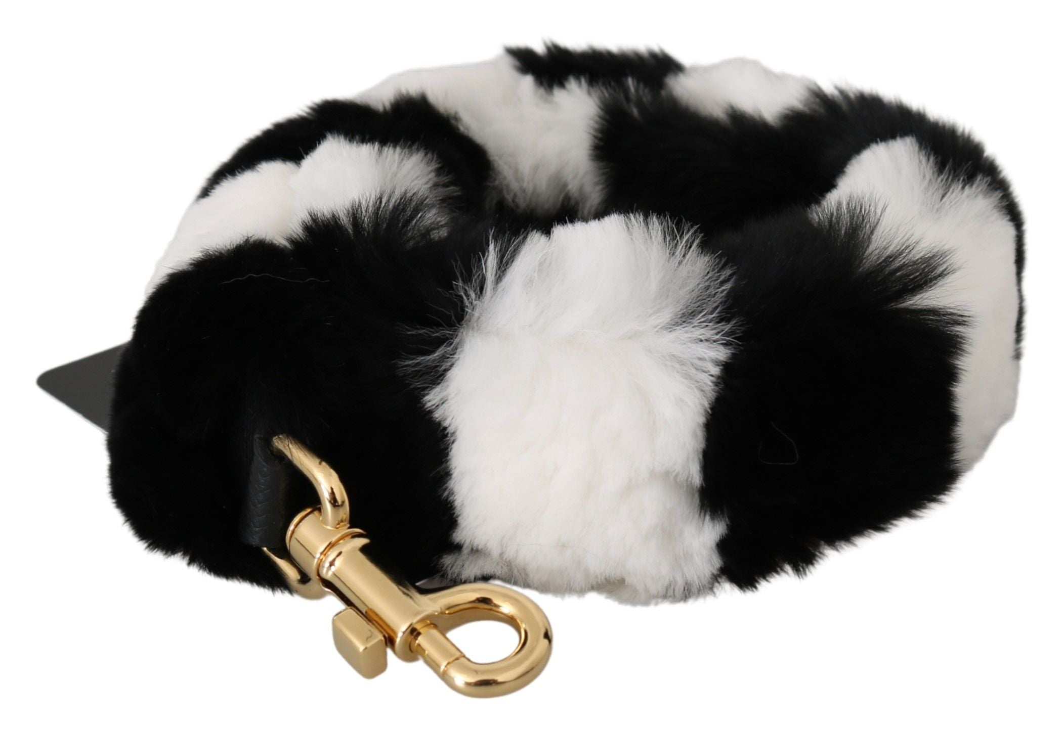 Black White Lapin Fur Accessory Shoulder Strap Bag