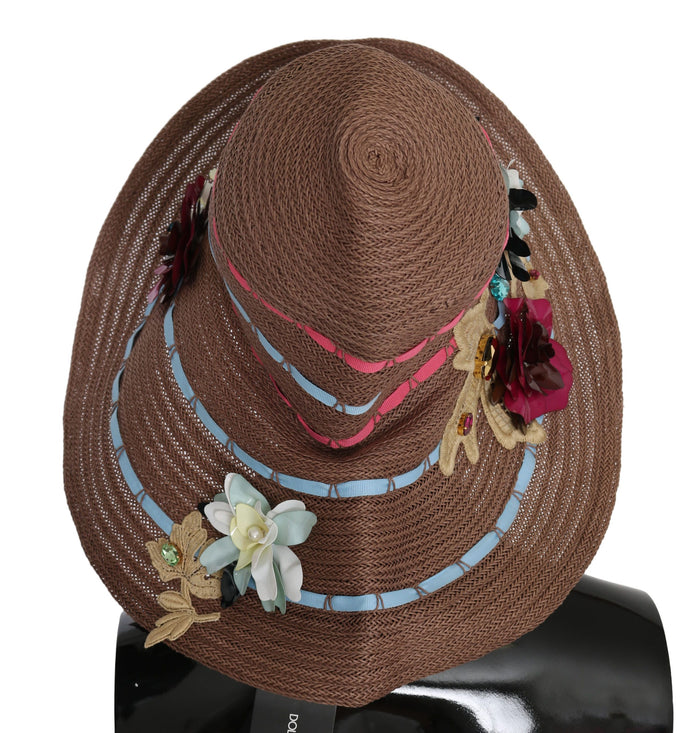 Dolce & Gabbana HAT9063 95% Cellulose sun hat in brown — view 2