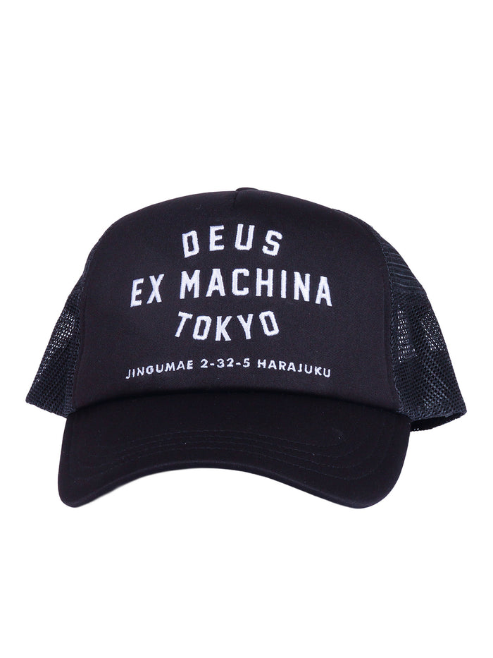 Harajuku Address Trucker Black Polyester Lining Cotton Hat