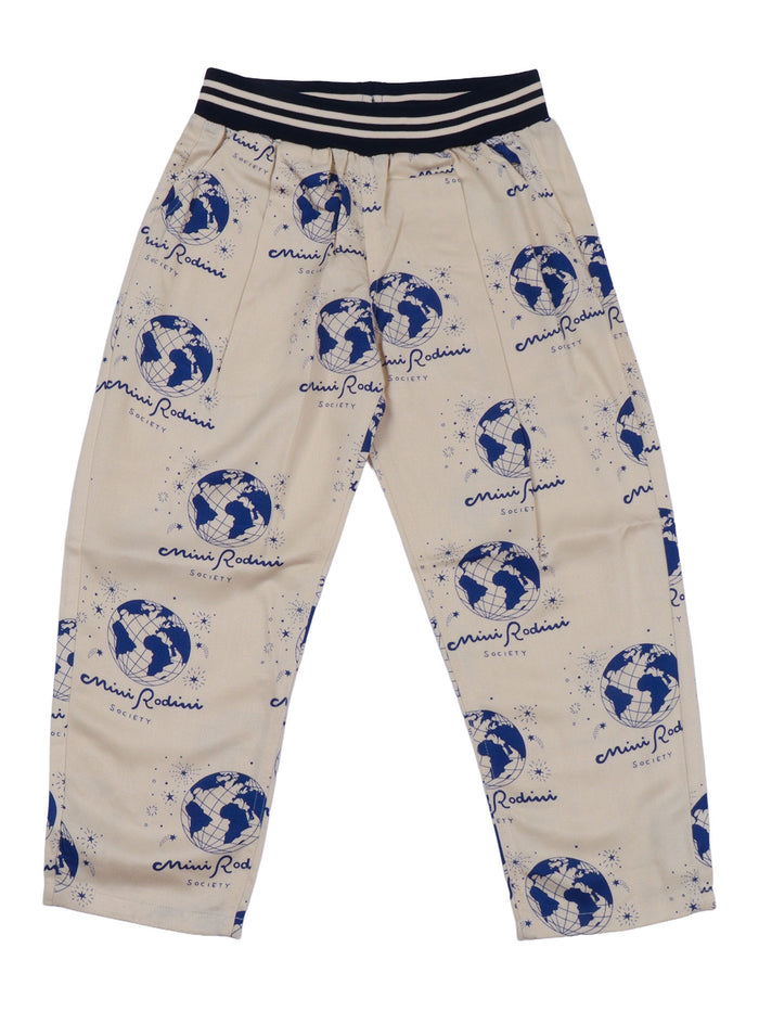 Society Aop Woven Trousers White Lyocell Trackpants
