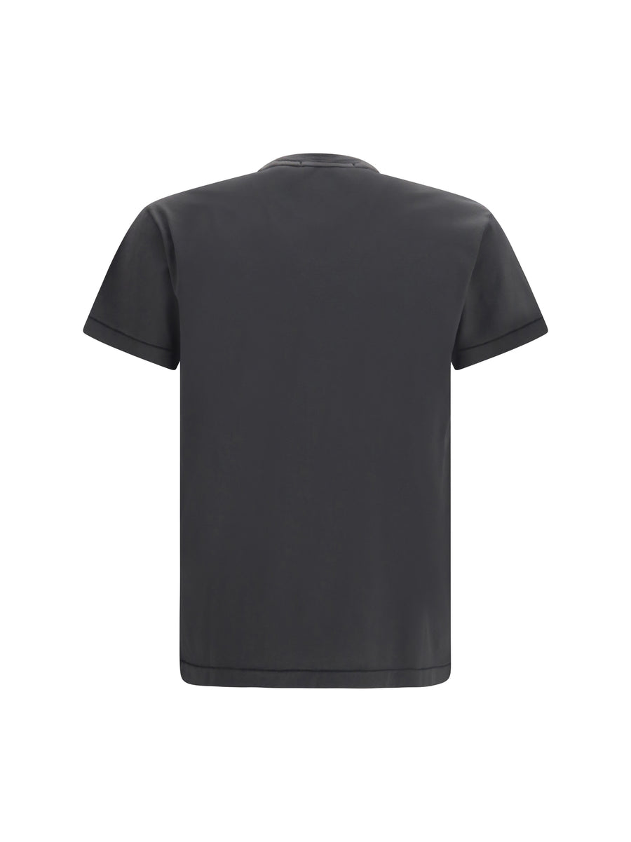 T-Shirt With Logo Patch Lead Grey Cotton T-shirts
