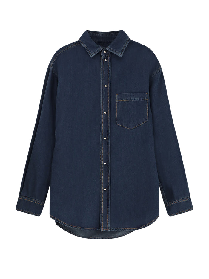 DARKPARK Shirts Deep Blue Cotone Tencel