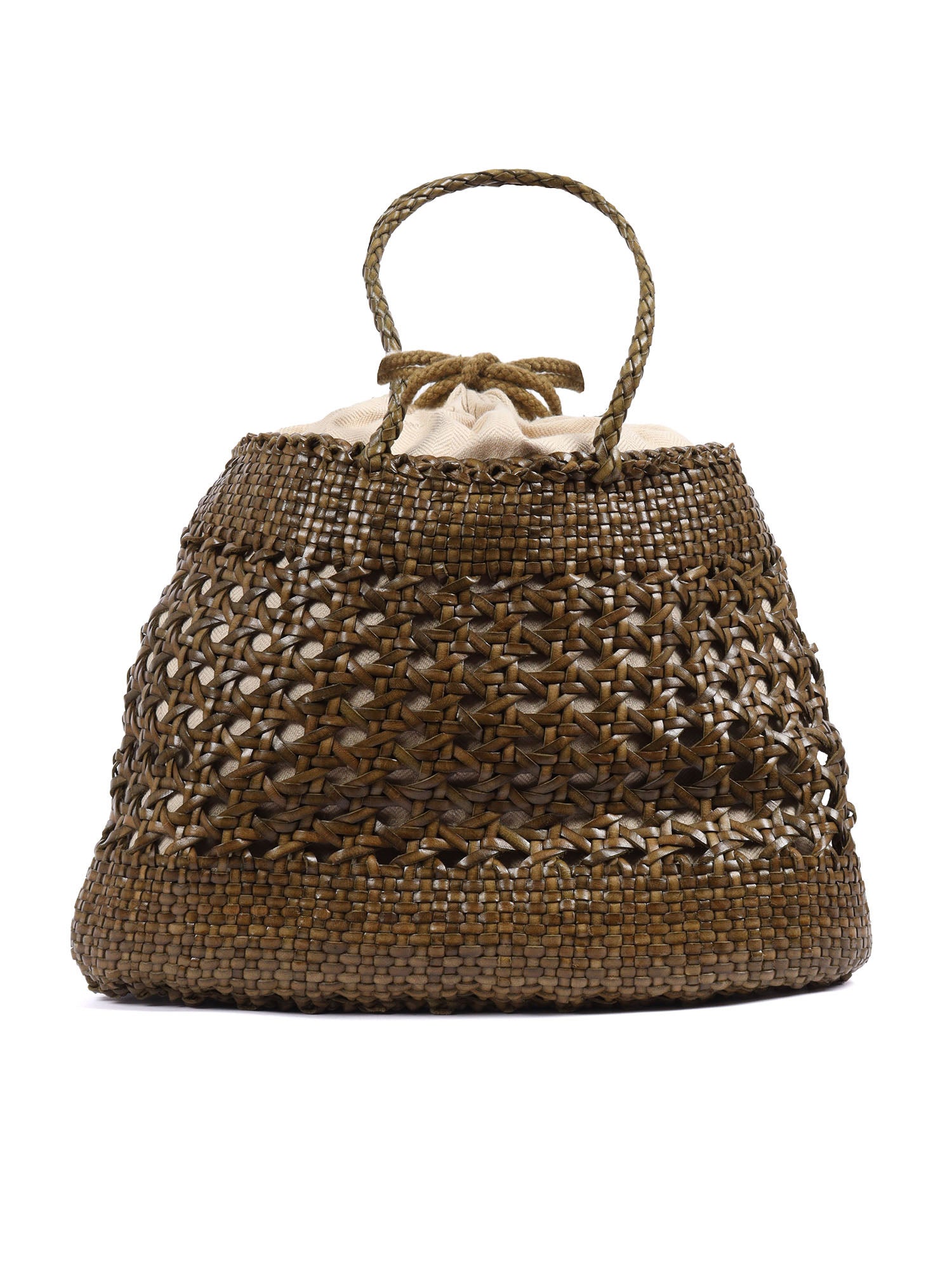 SANTA CANO 3.5MM CANNAGE WEAVE Green Calf Leather Handbag