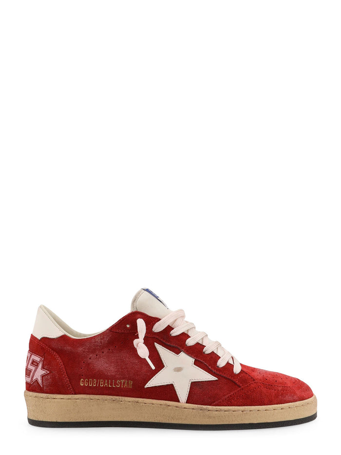Golden Goose Sneakers Dark Red White Suede