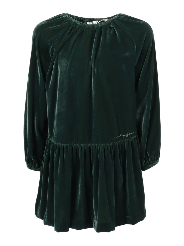 Long Sleeved Dress Green Polyester