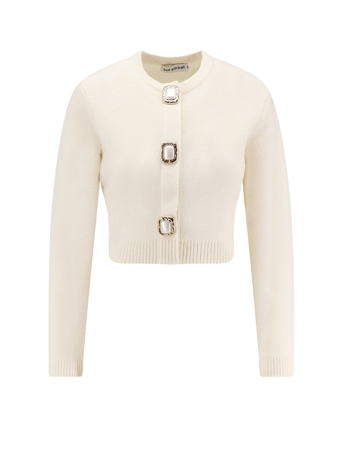 Self Portrait Sweaters White Lana Poliammide Elastan