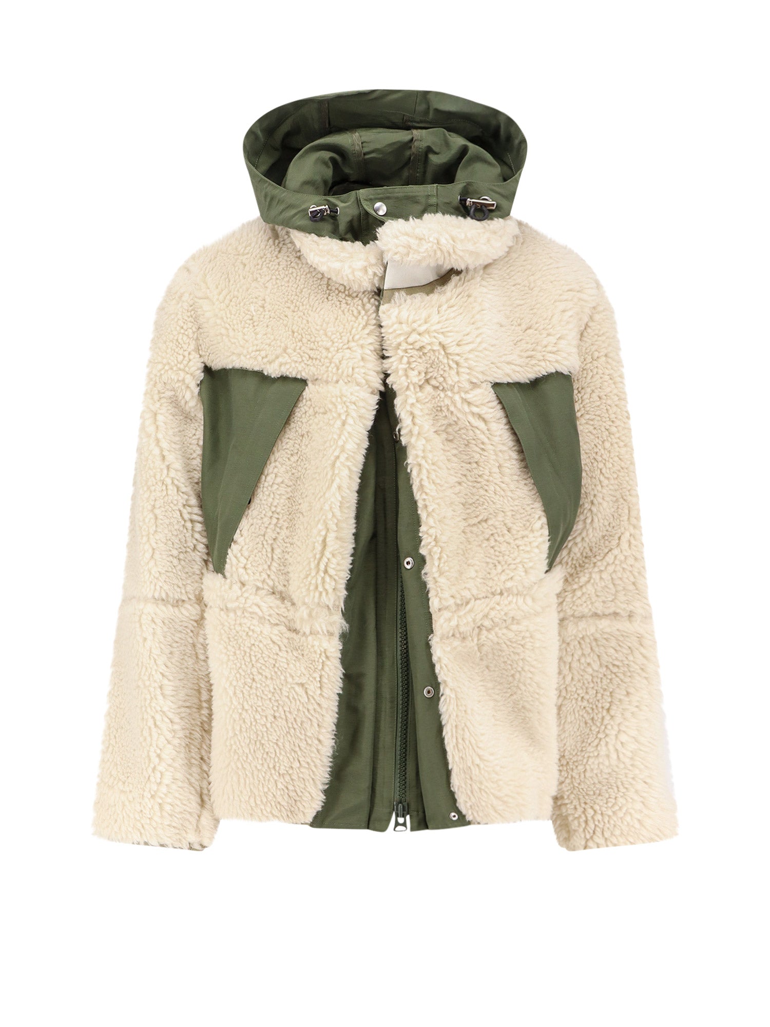 Sacai Jackets Ecru Khaki Face Side:wool