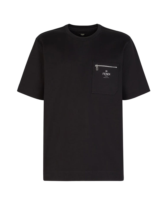 Fendi T-Shirts And Polos Black Cotone