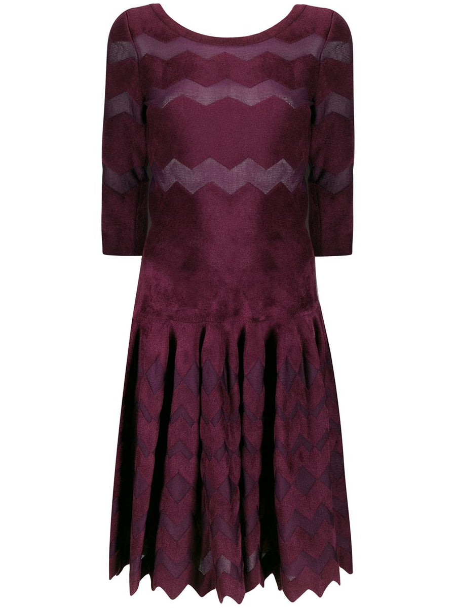 Alaia Silk-blend dress in burgundy
