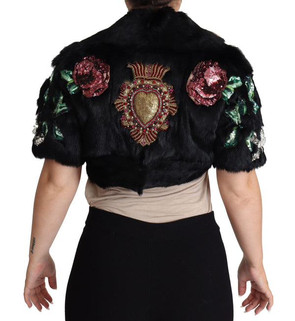 Dolce & Gabbana 100% Rabbit Fur (shell); 100% Polyester (lining) jacket in black