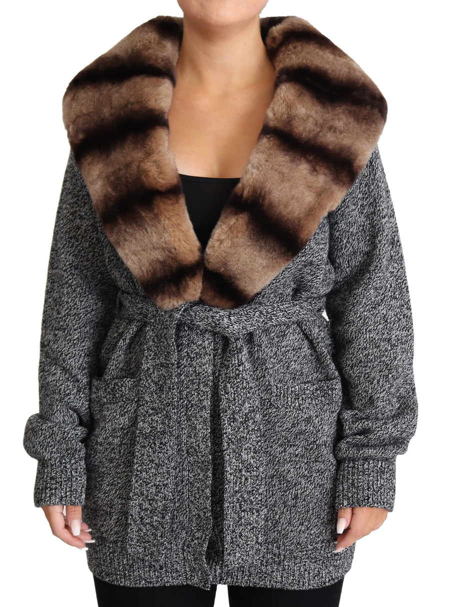 Dolce & Gabbana 100% Cashmere (body and lining); Rabbit fur 50% coat in gray