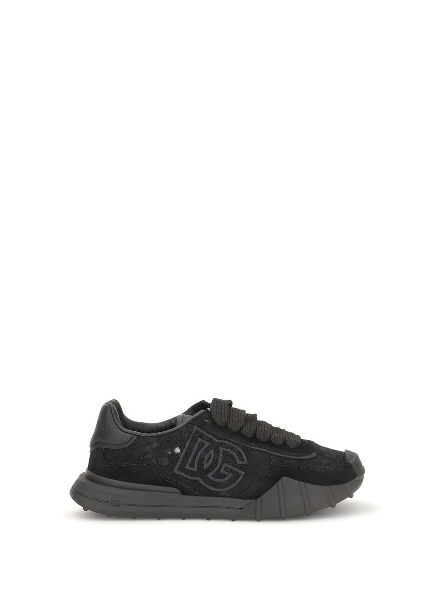 Sneakers Leather And Lace Black/black Trainers