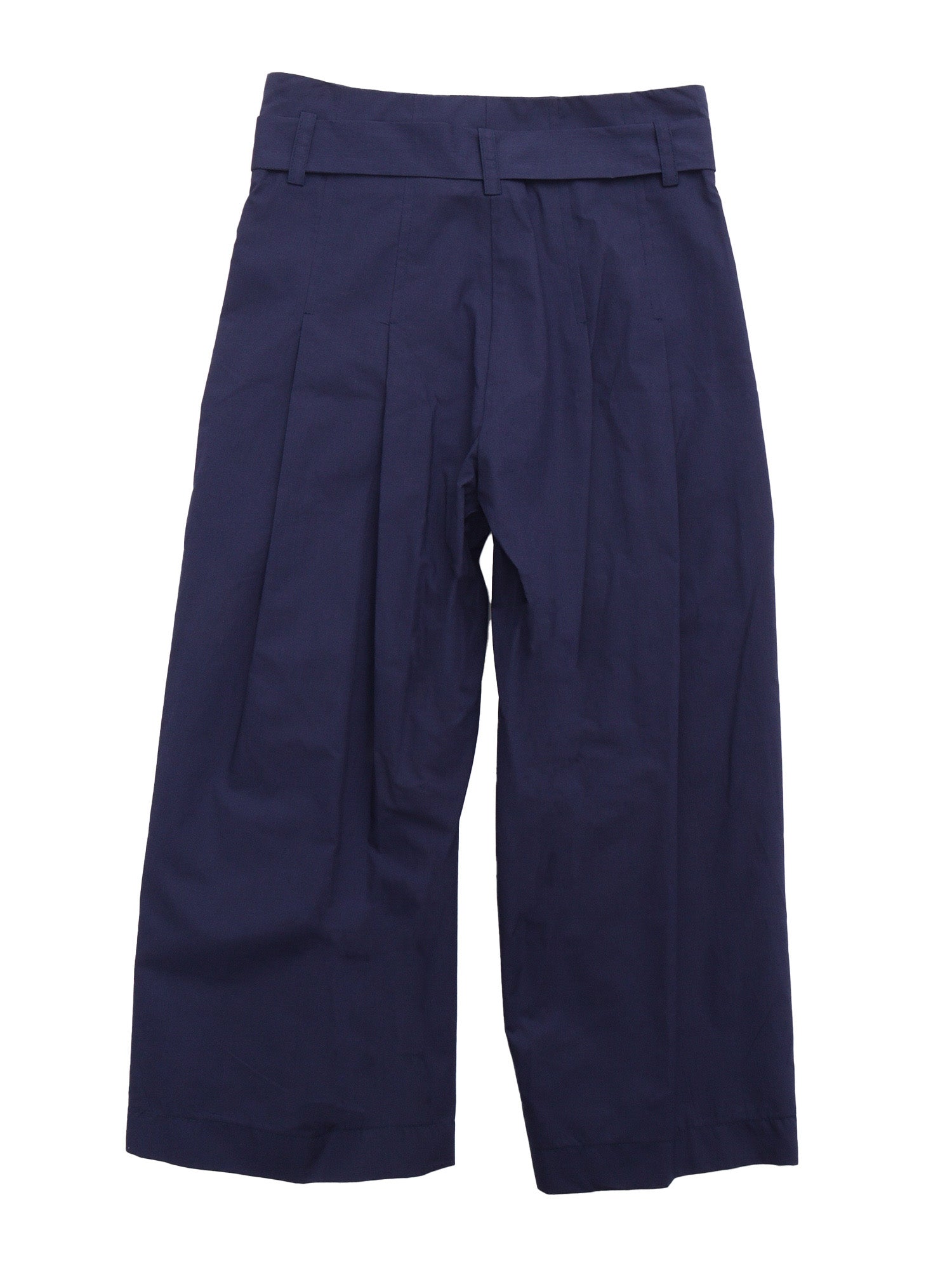 CROPPED POPELINE PANTS Blue Cotton