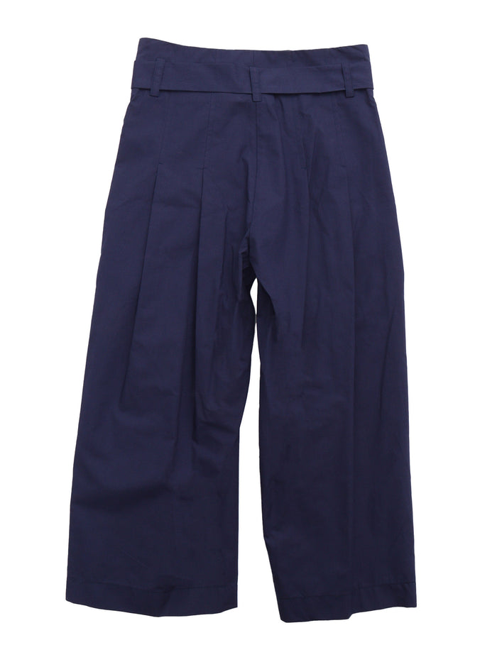 CROPPED POPELINE PANTS Blue Cotton