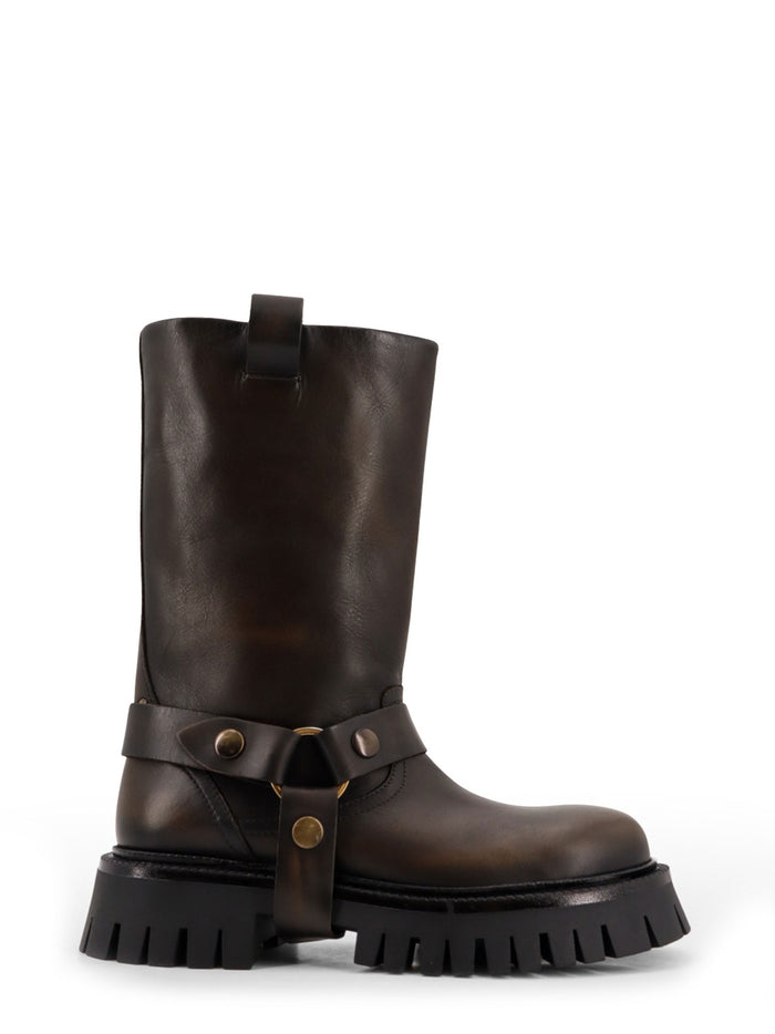 Golden Goose Boots Dark Brown Beige Pelle
