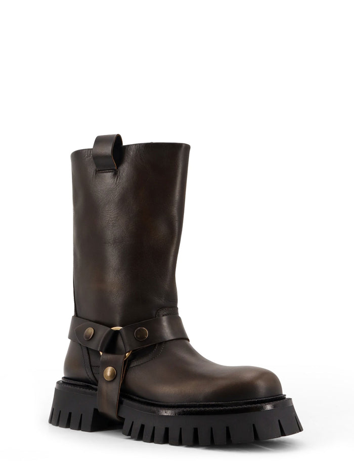 Golden Goose Boots Dark Brown Beige Pelle