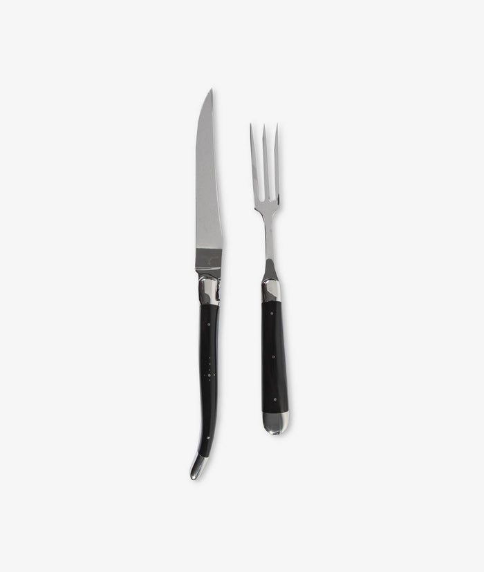 Dark Ox Horn Carving Set Tajima Black Cutlery