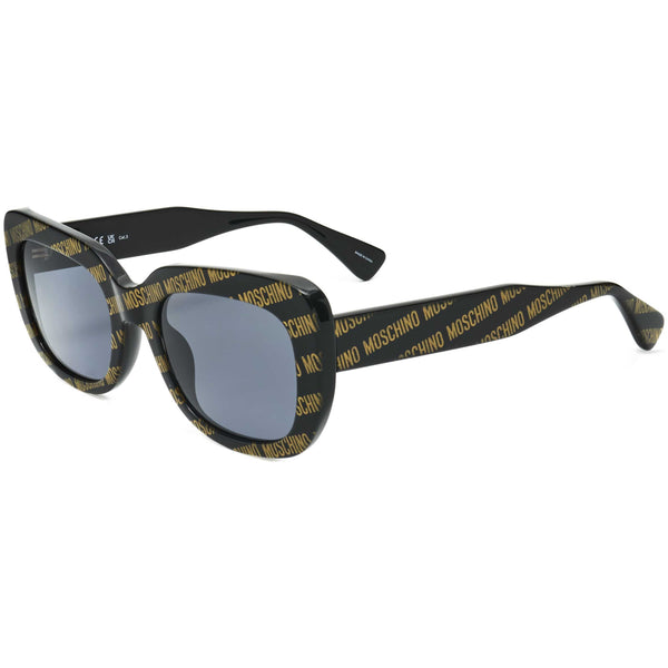Preloved - Moschino Womens 53mm Black With Gold Repeating Logo Pattern Sunglasses Mos132-S-7rm-53 One Color