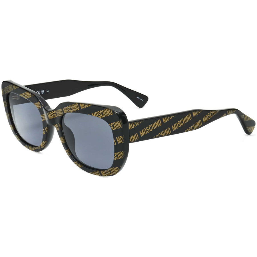 Preloved - Moschino Womens 53mm Black With Gold Repeating Logo Pattern Sunglasses Mos132-S-7rm-53 One Color