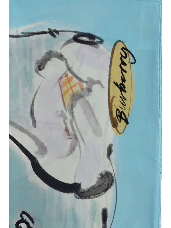 Silk Scarf Swan Lake Skylight Blue