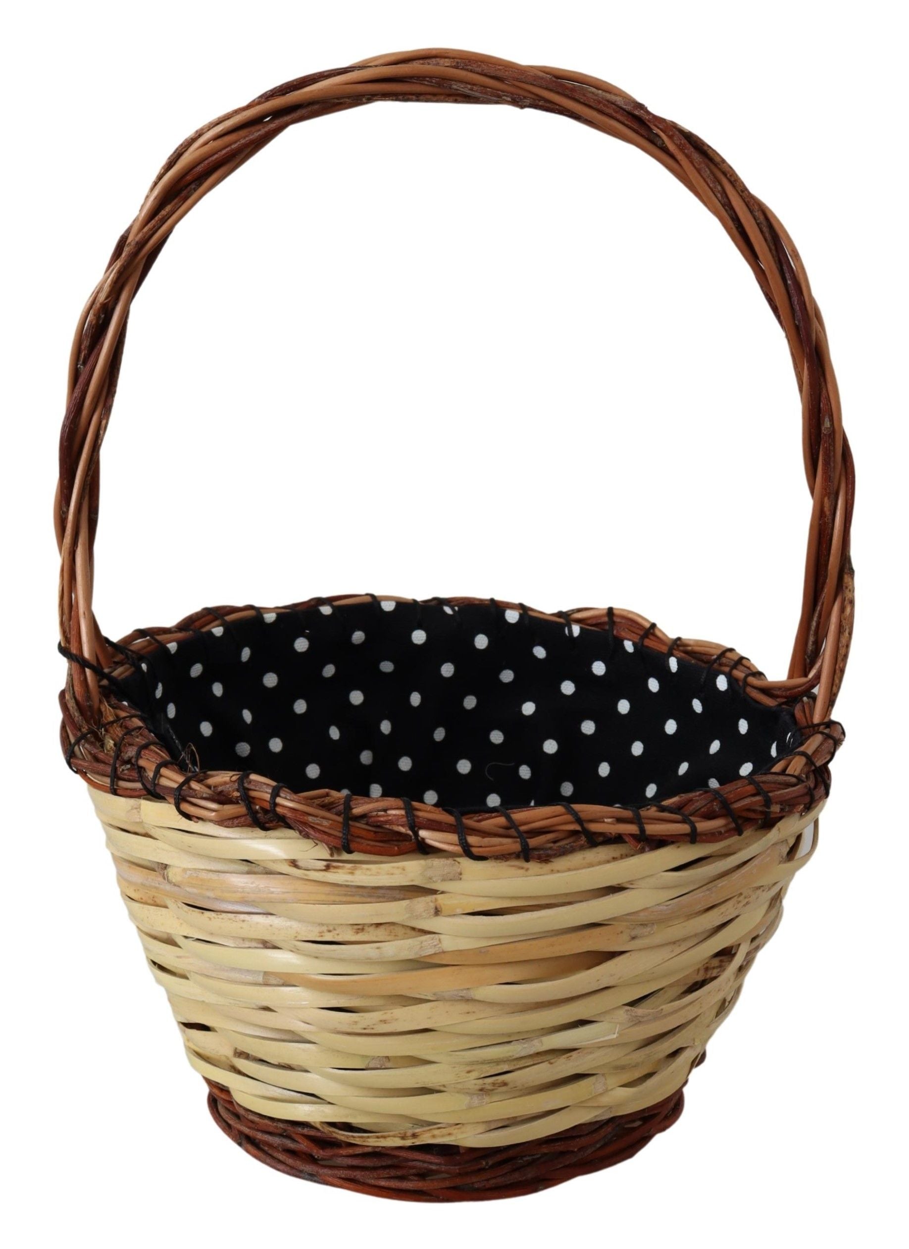 Beige Wood Wicker Rattan Basket Tote Bag Python Leather