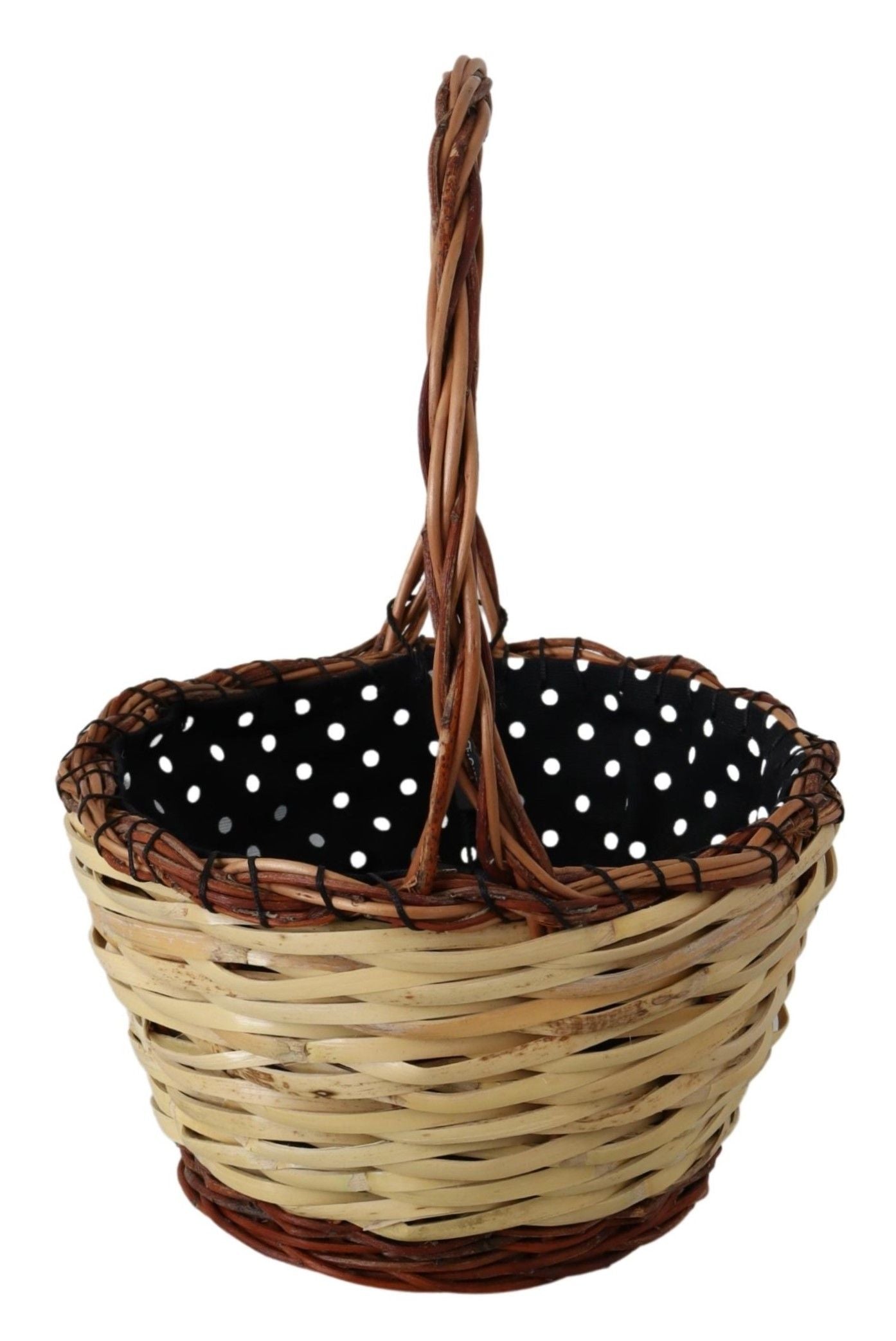 Beige Wood Wicker Rattan Basket Tote Bag Python Leather